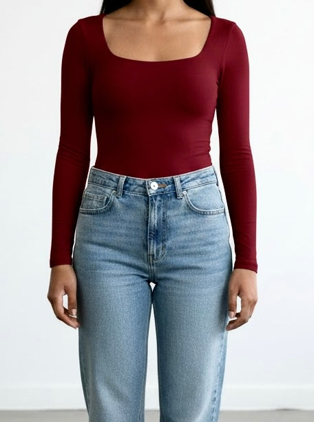 Bodysuit | escote cuadrado | mangas largas