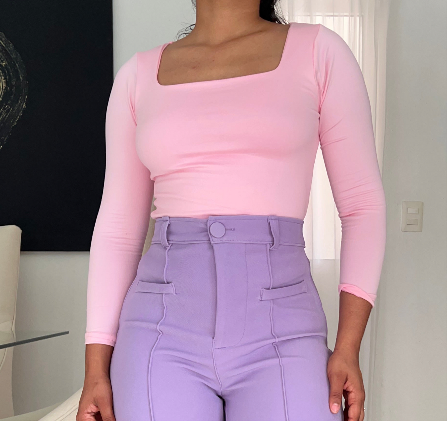 Top básico | escote cuadrado | mangas largas