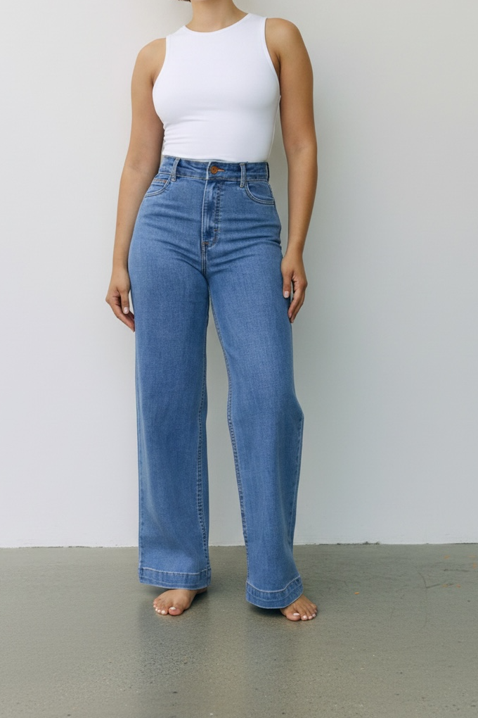 Wide leg Jeans | Tono medio